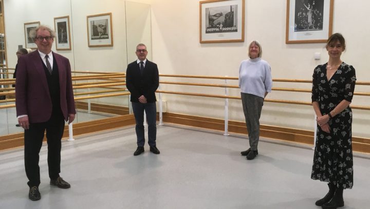 Peter Lovatt, Mark Annear, Head of Training & Access, Linda Jasper and Karen Berry, Teacher Training Manager, stood in a studio together before the graduation.