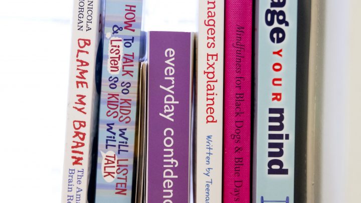 Healthcare books in a row